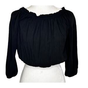 Brandy Melville Black Cropped One Size Off the Shoulder Top Blouse